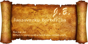 Jaszovszky Borbála névjegykártya